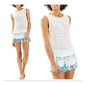 Lilly Pulitzer / Ivory Sleeveless Open Knit Crochet Tank Top / Womens Size XS